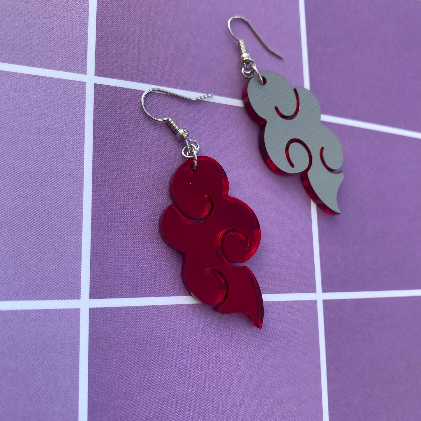Red Cloud Mirror Acrylic Earrings