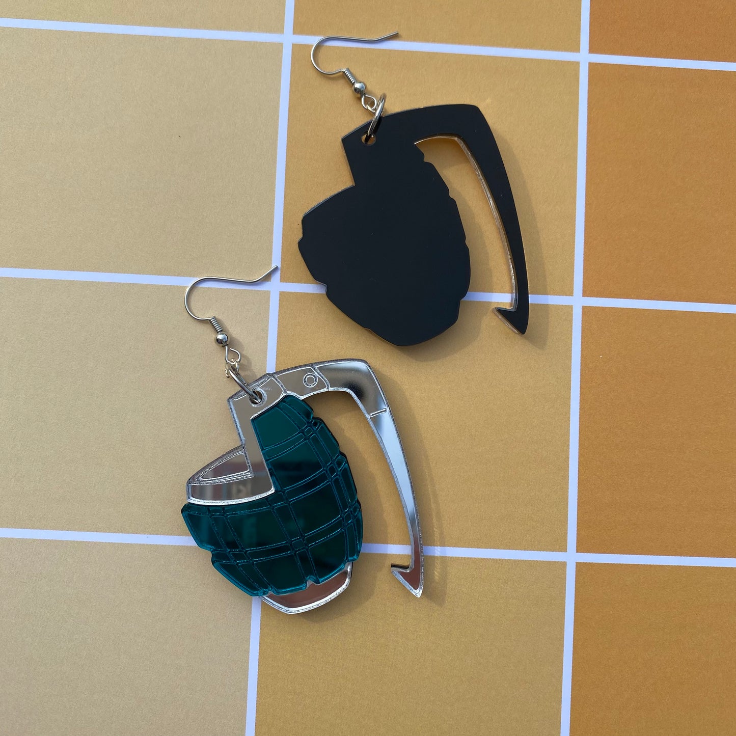 Grenade Gauntlets Large Acrylic Earrings