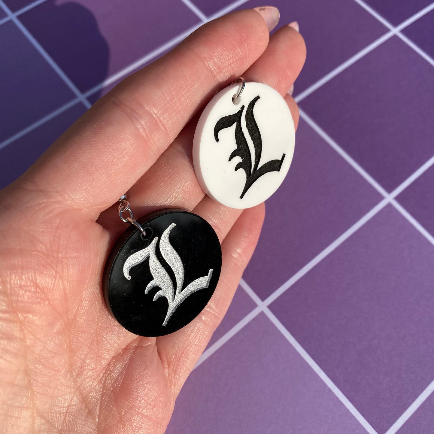 Black and White L Acrylic Earrings