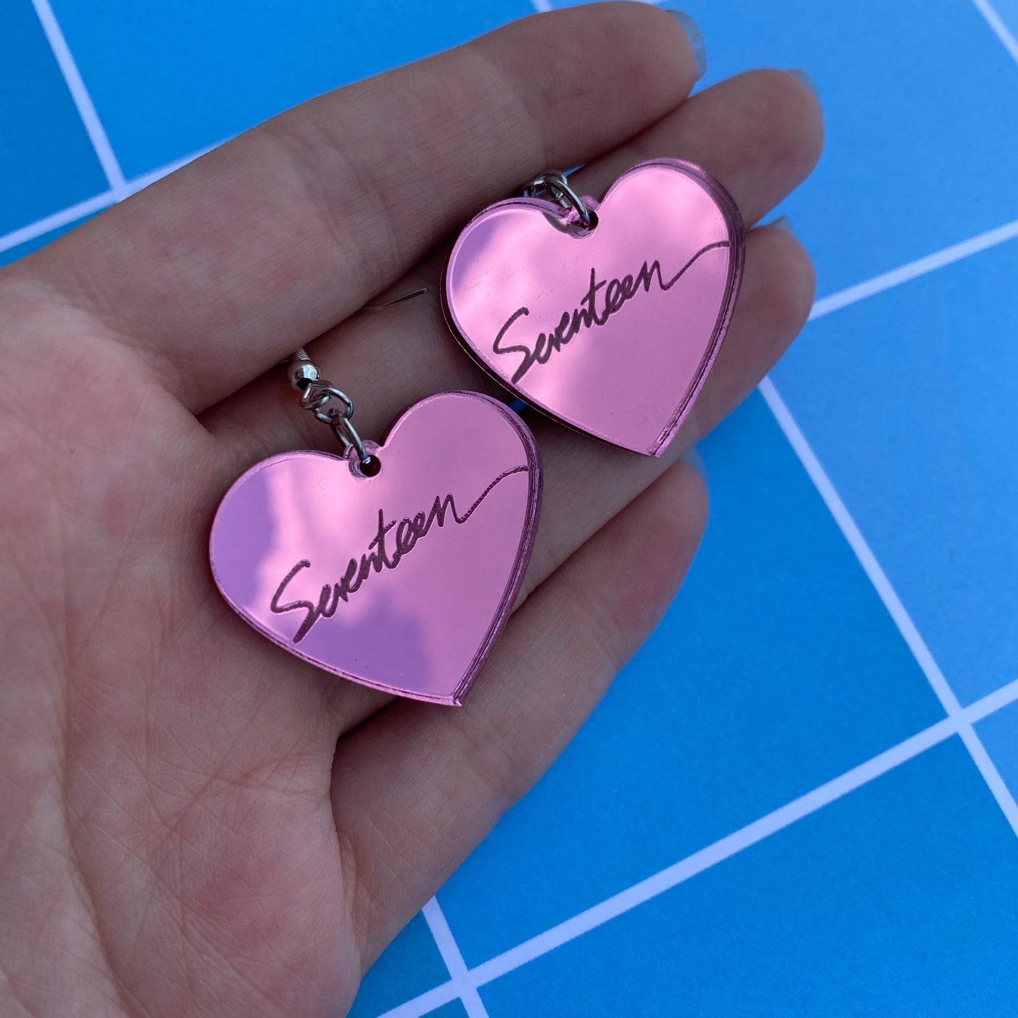 Seventeen Pink Mirrored Acrylic Earrings