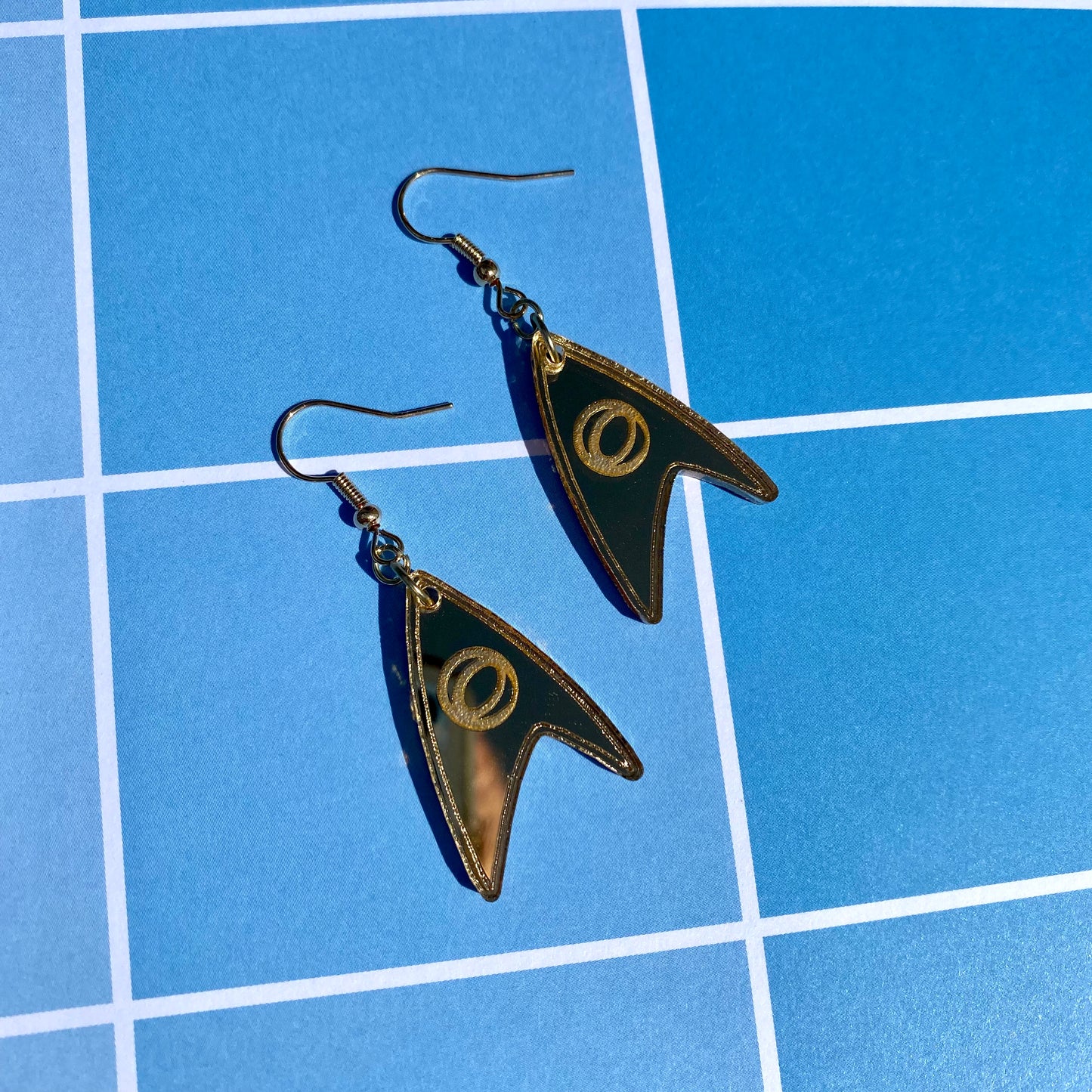 Gold TOS Badge Acrylic Earrings