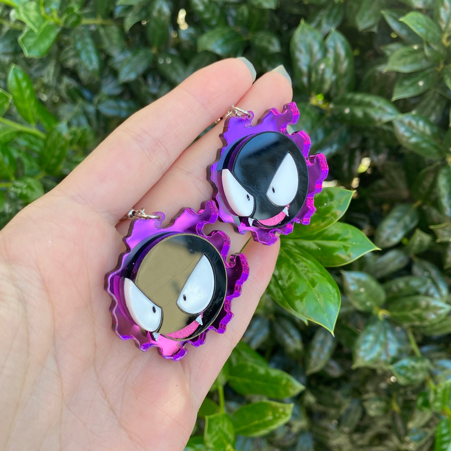 Gastly Purple Mirror Acrylic Earrings