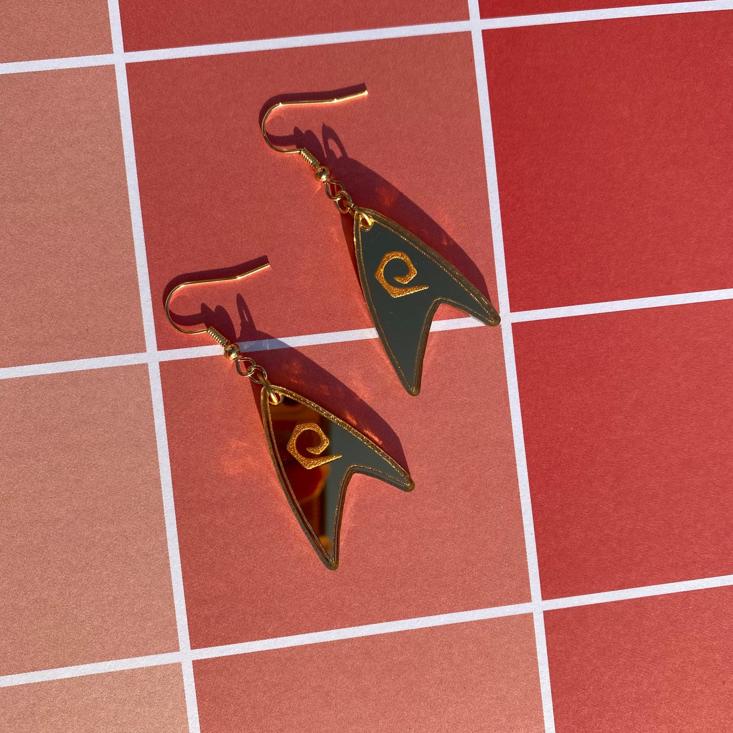 Gold TOS Badge Acrylic Earrings