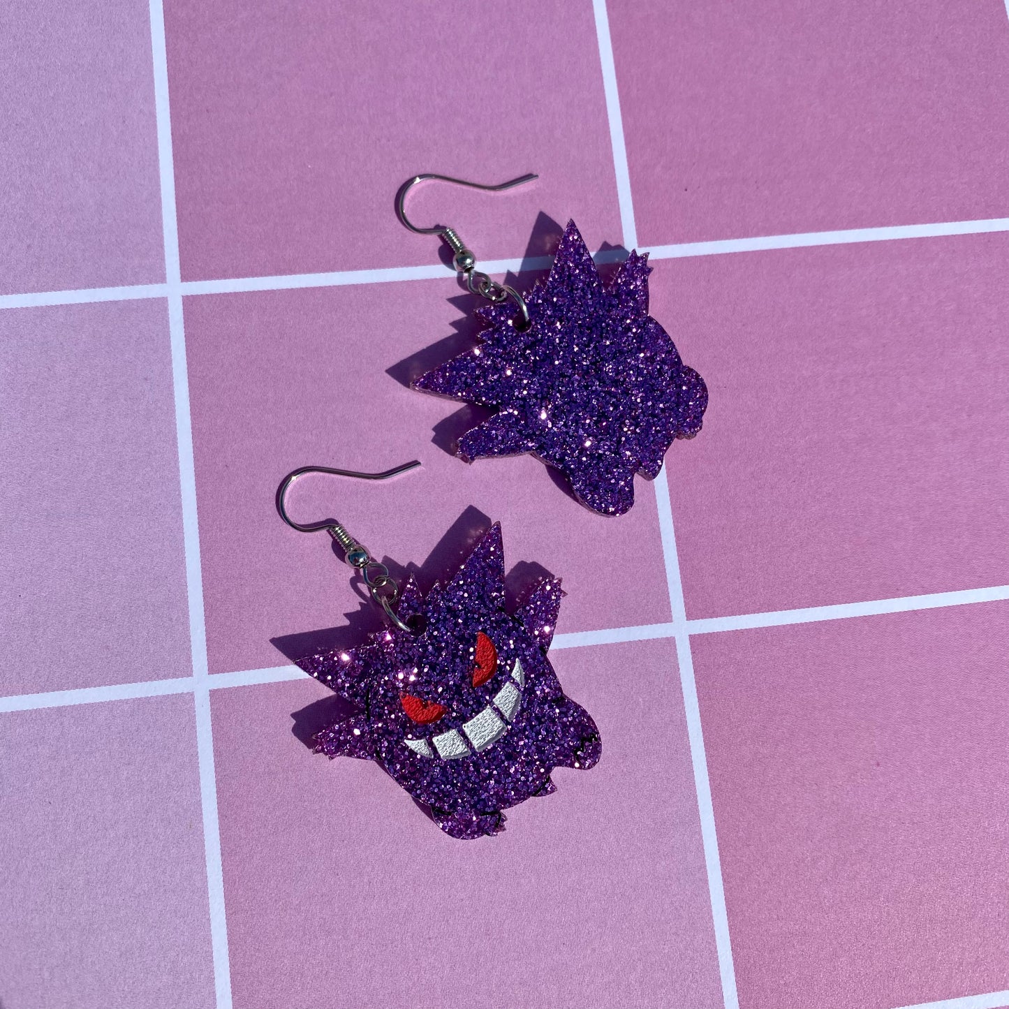 Gengar Mega Glitter Acrylic Earrings