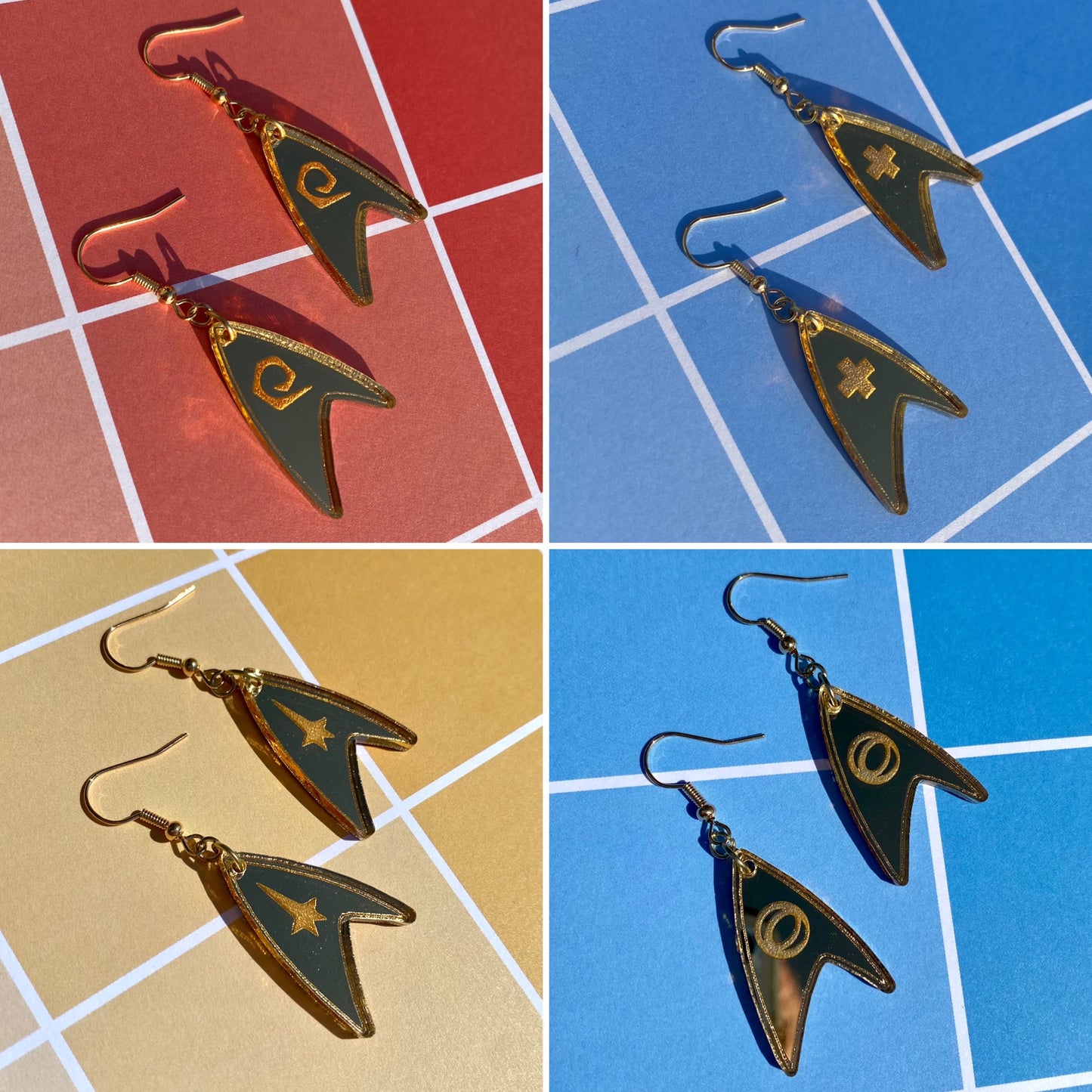Gold TOS Badge Acrylic Earrings