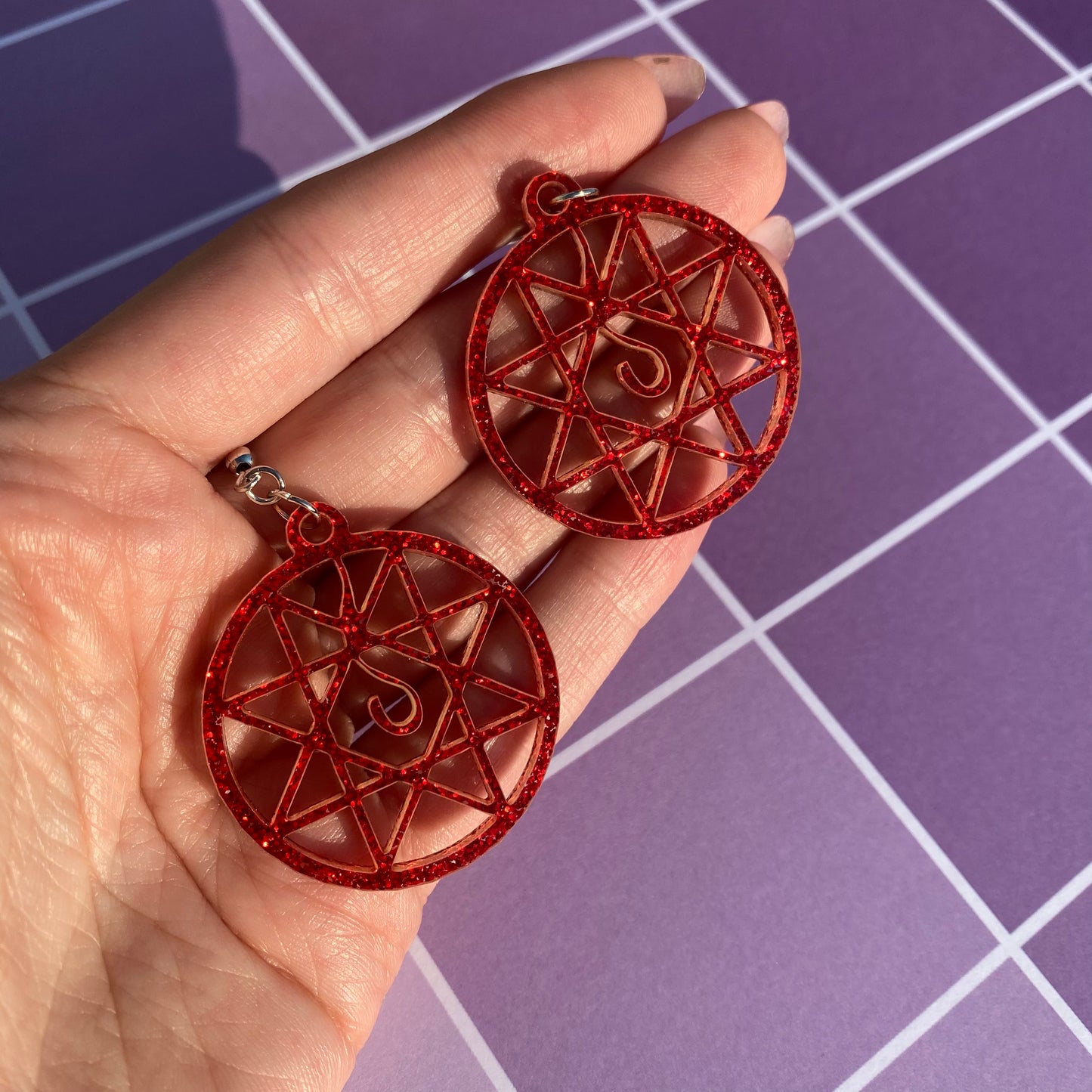 Glitter Alphonse Blood Seal Acrylic Earrings