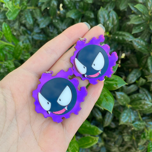 Gastly Purple Mirror Acrylic Earrings