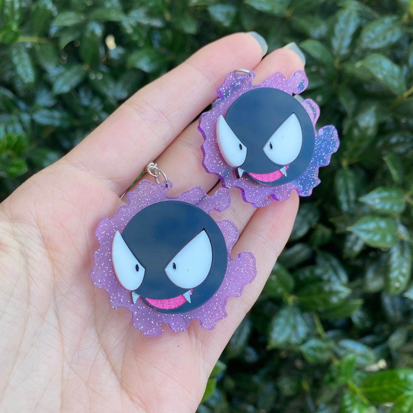 Gastly Light Glitter Acrylic Earrings