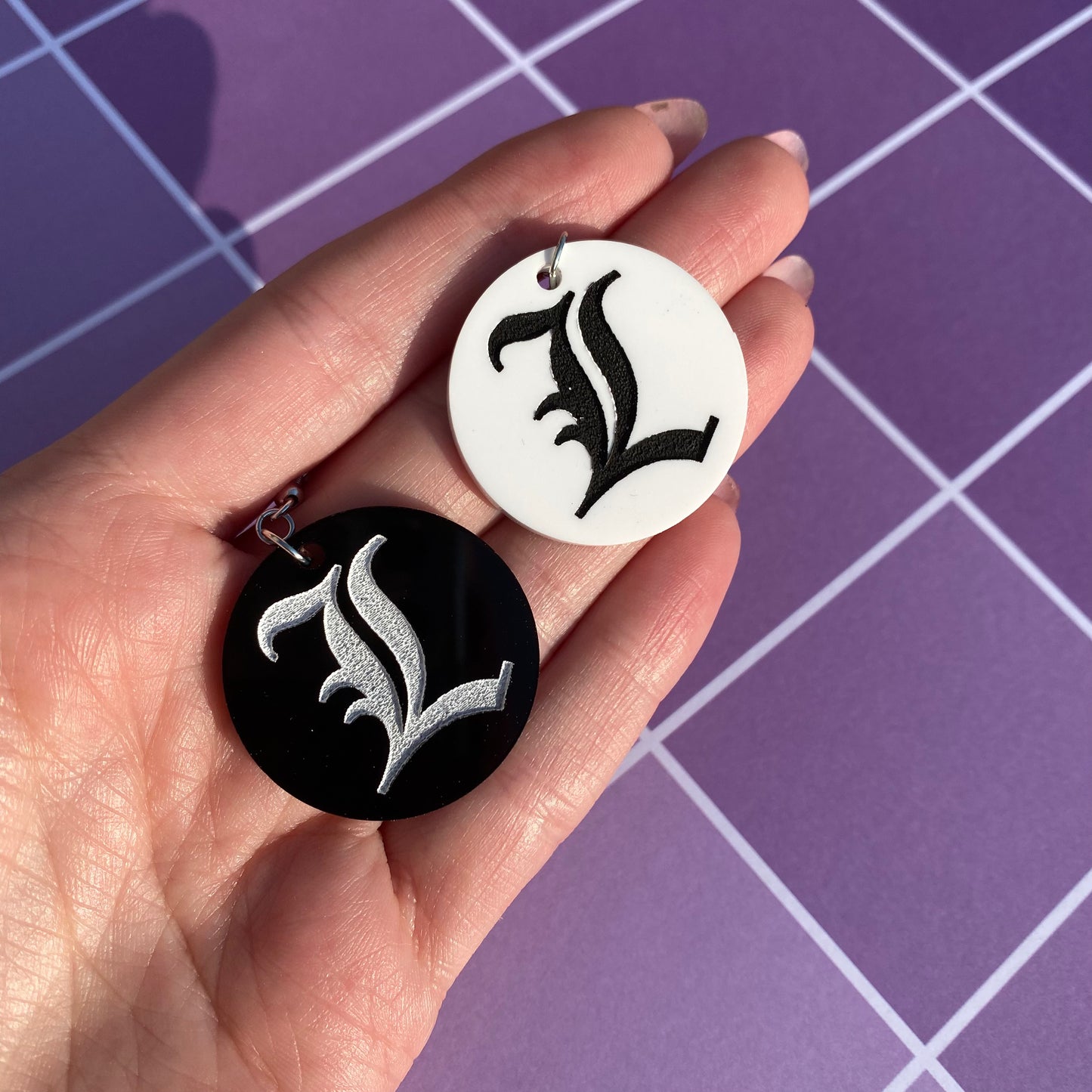Black and White L Acrylic Earrings