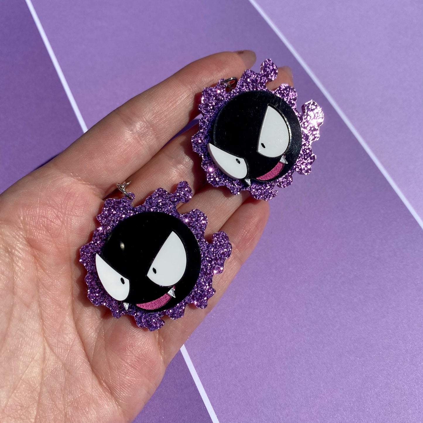 Gastly Mega Glitter Acrylic Earrings