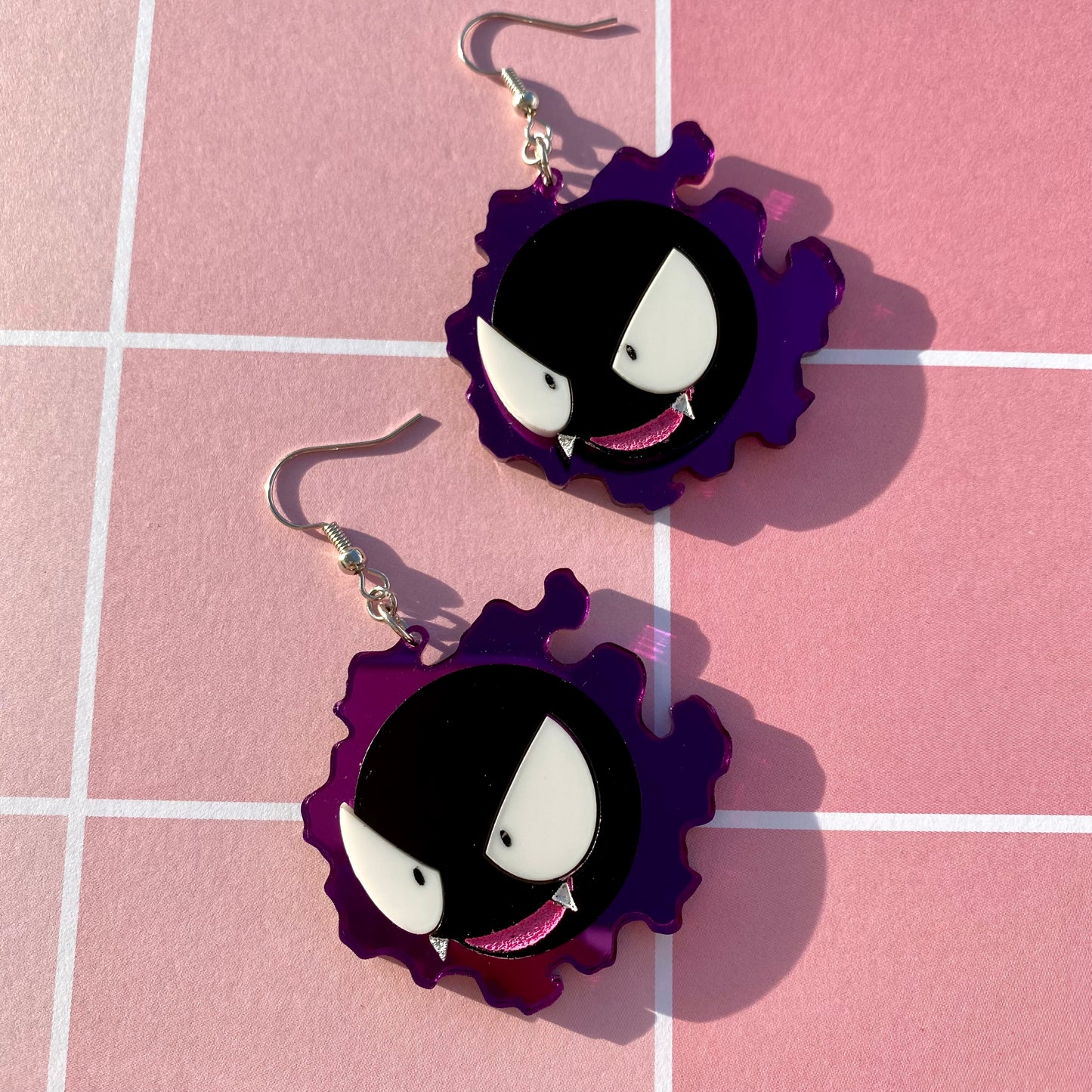 Gastly Purple Mirror Acrylic Earrings