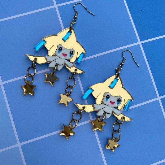 Jirachi Golden Star Acrylic Earrings