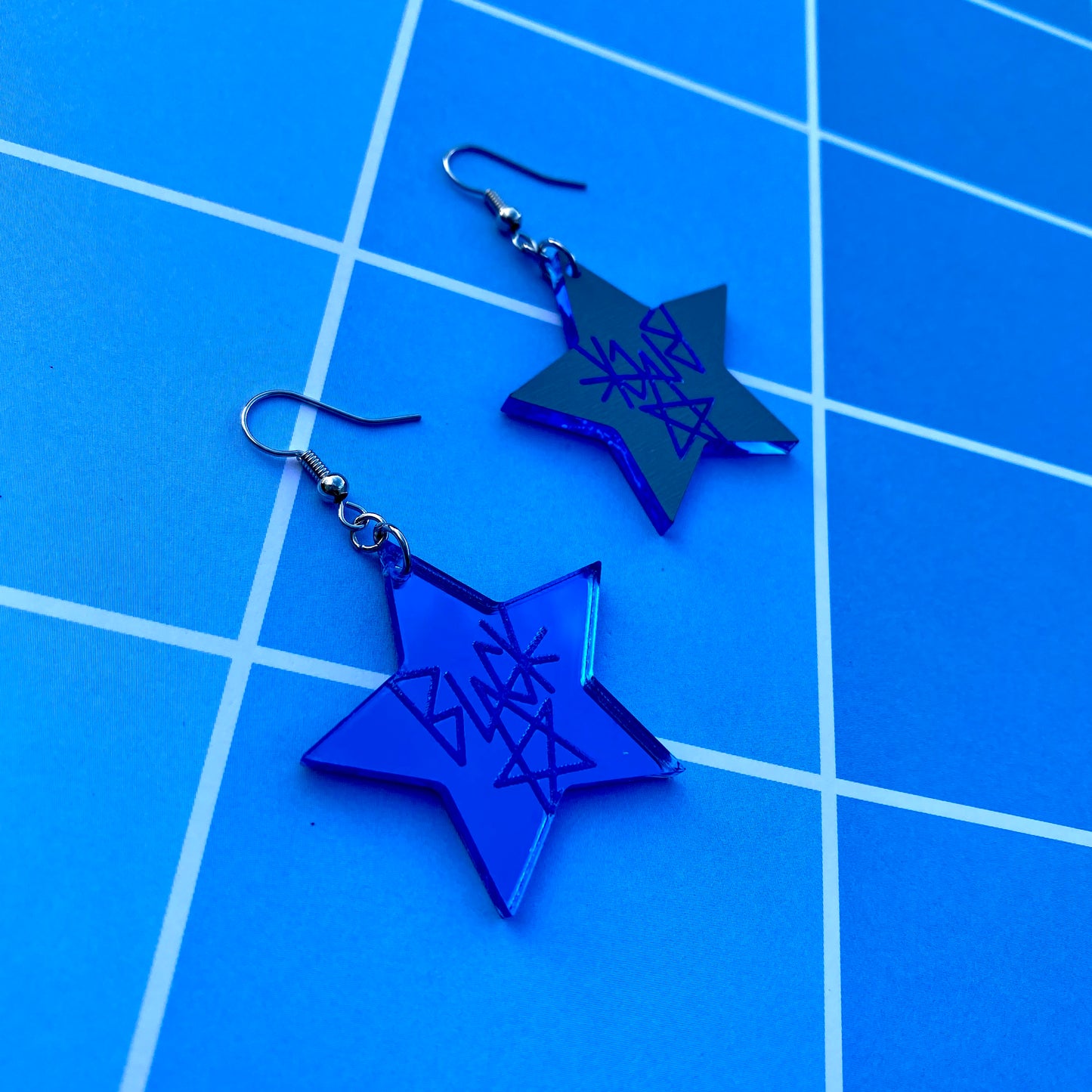 Black Star Inspired Mirrored Acrylic Earrings