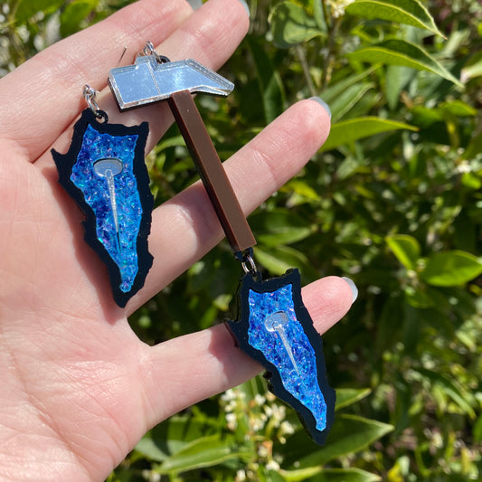 Cursed Hammer and Nail Acrylic Earrings
