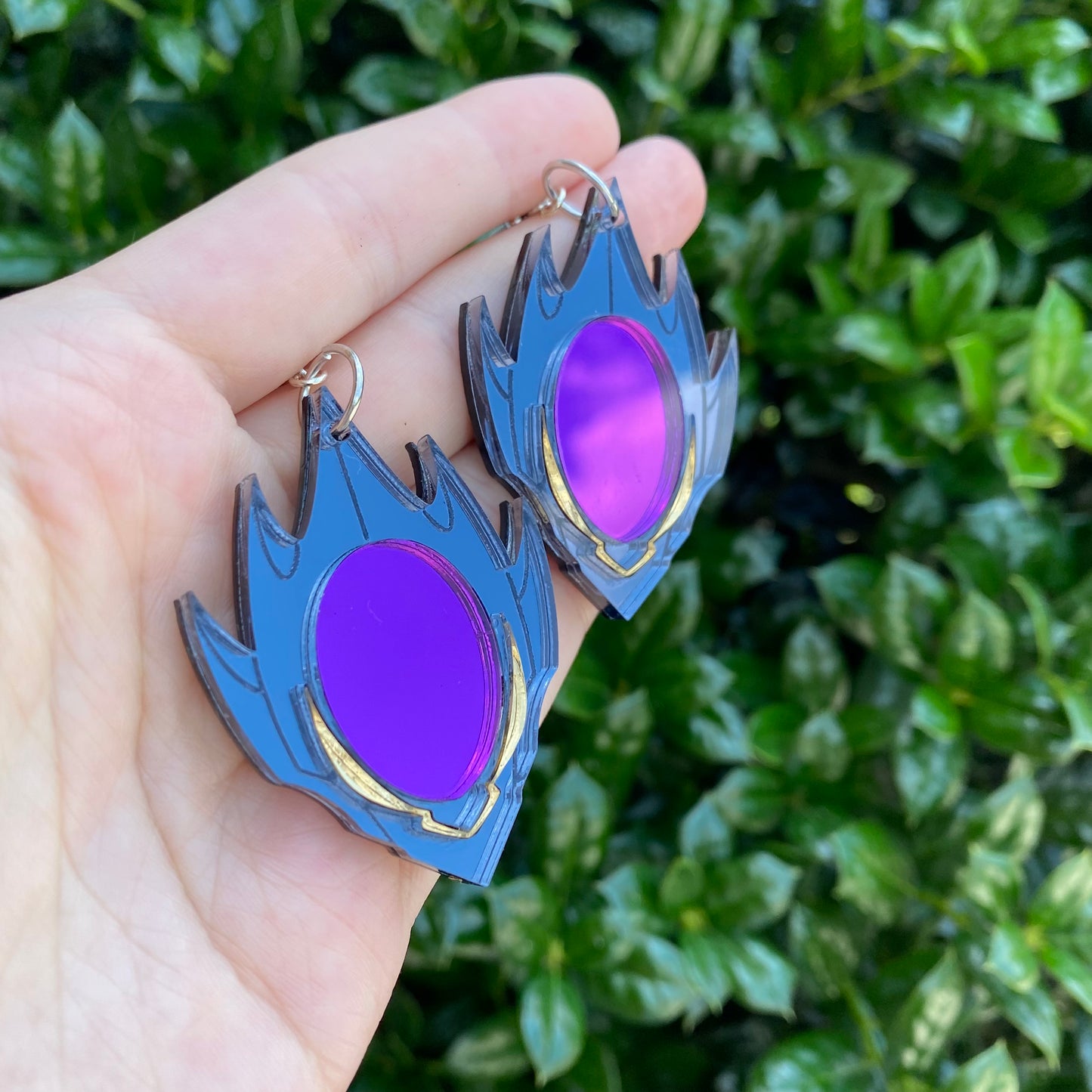 Zero’s Mask Mirrored Acrylic Earrings