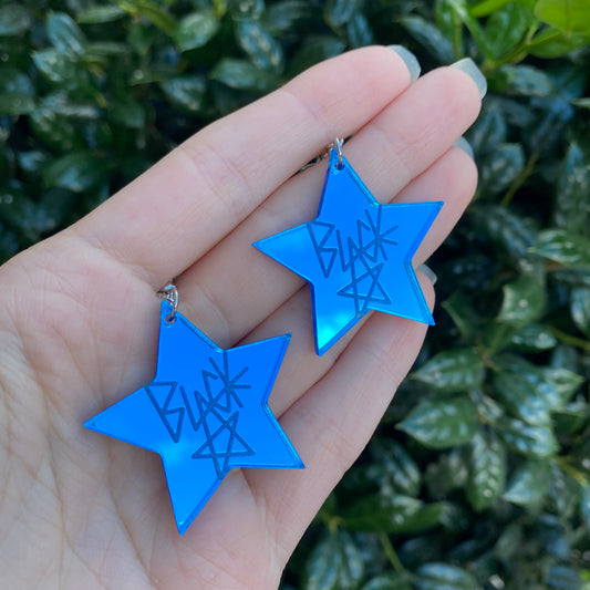 Black Star Inspired Mirrored Acrylic Earrings