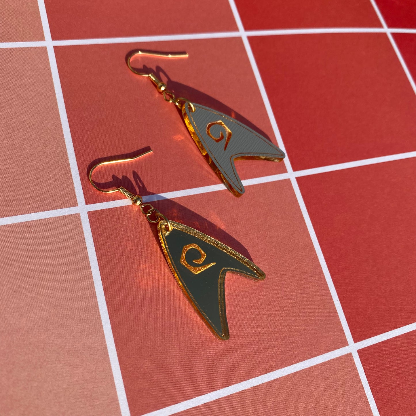 Gold TOS Badge Acrylic Earrings