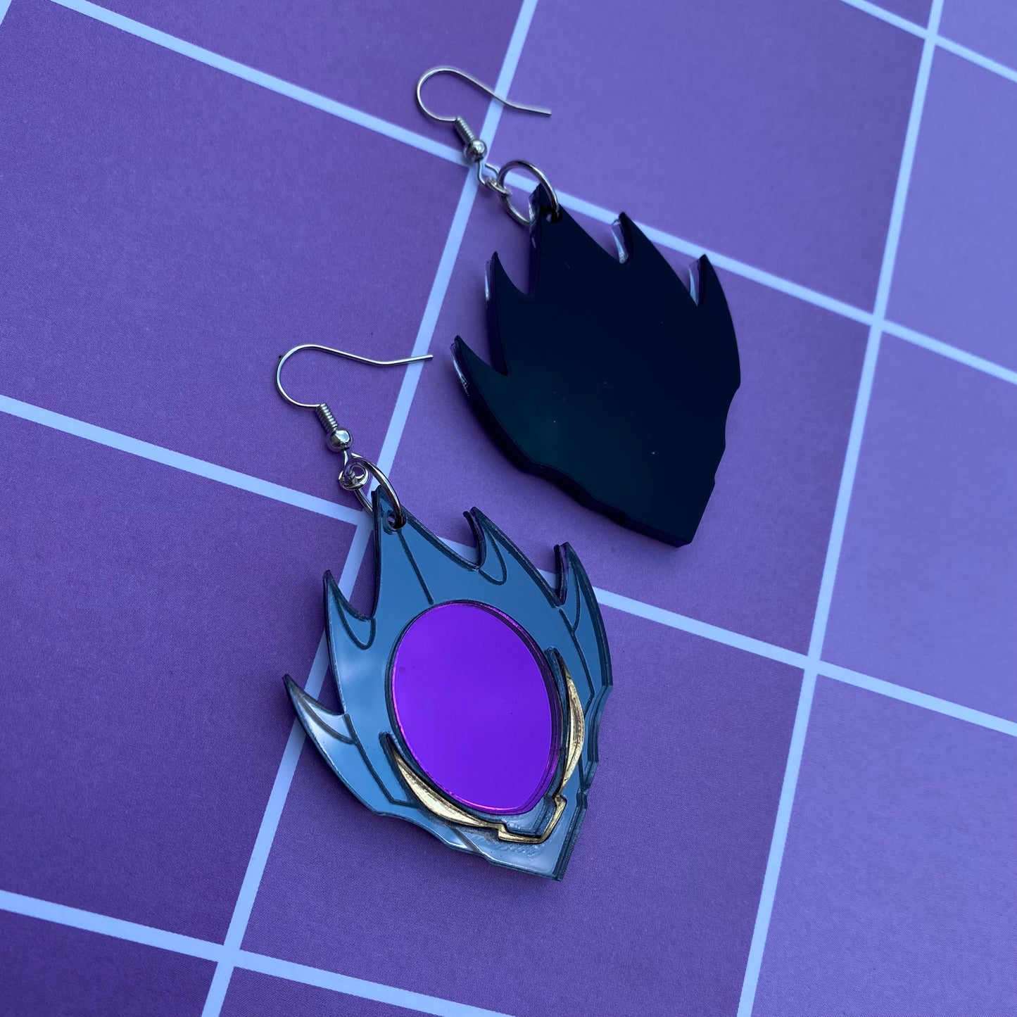 Zero’s Mask Mirrored Acrylic Earrings