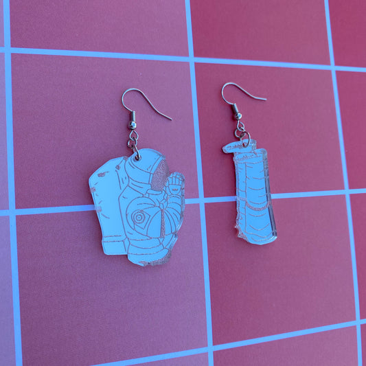 Darkness Devil Victims Silver Acrylic Earrings