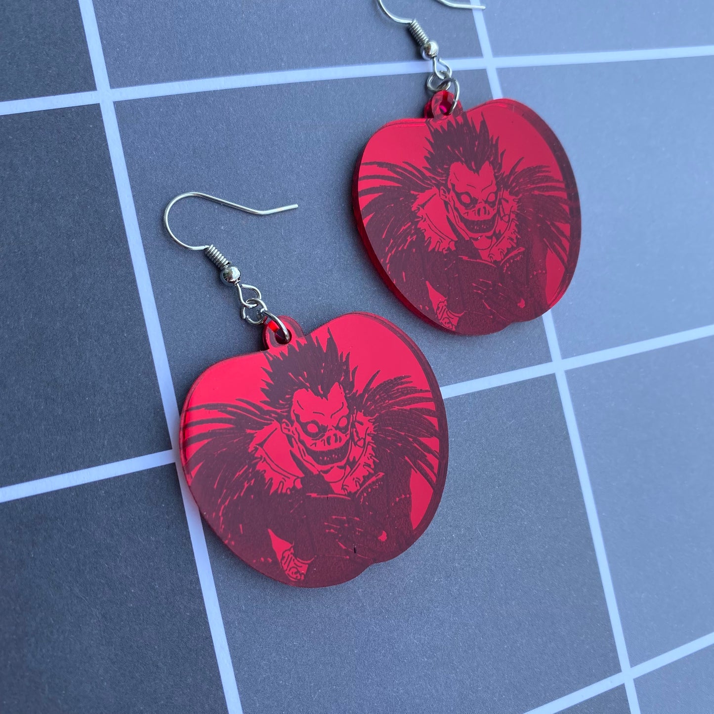 Red Apple Last Scene Mirrored Acrylic Earrings