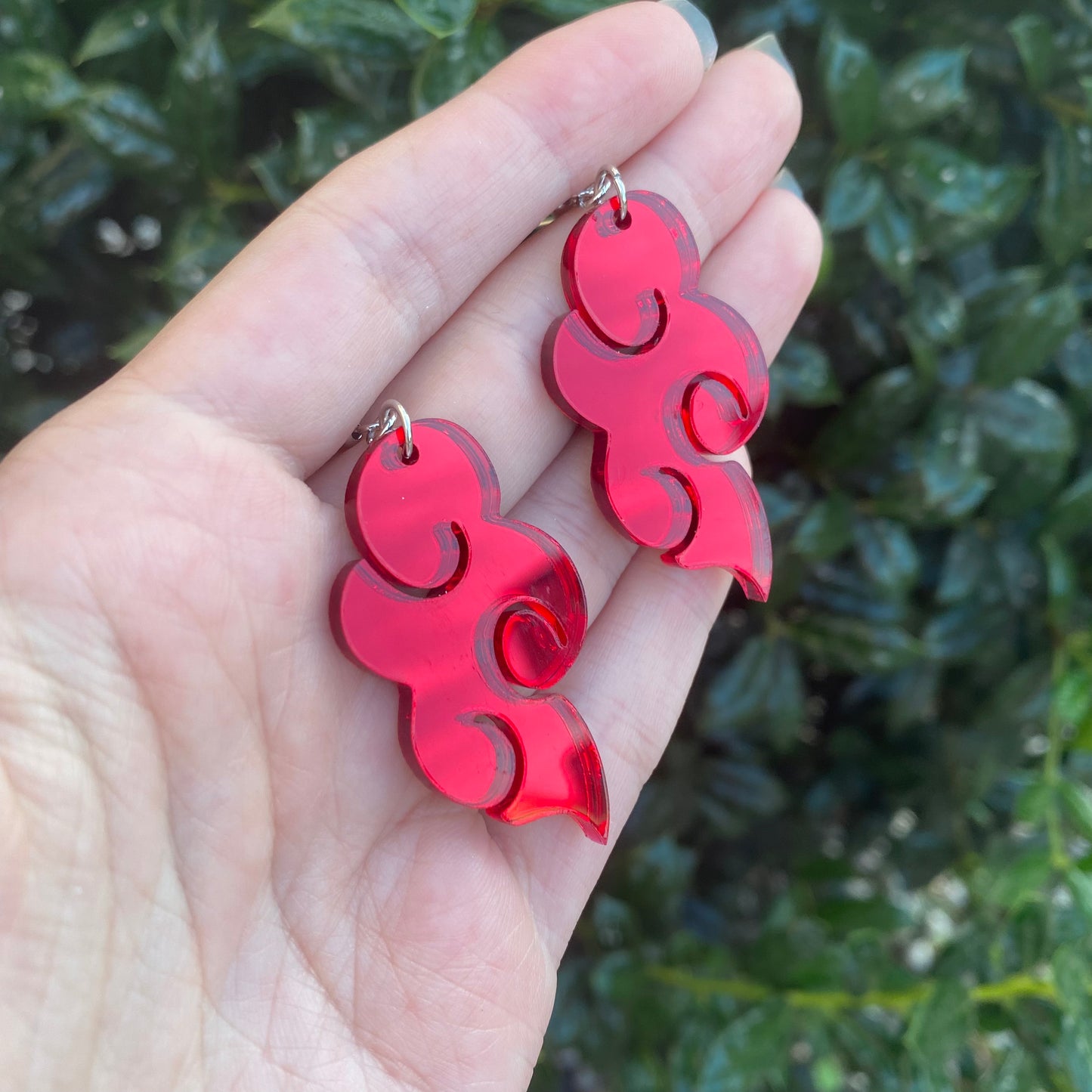Red Cloud Mirror Acrylic Earrings