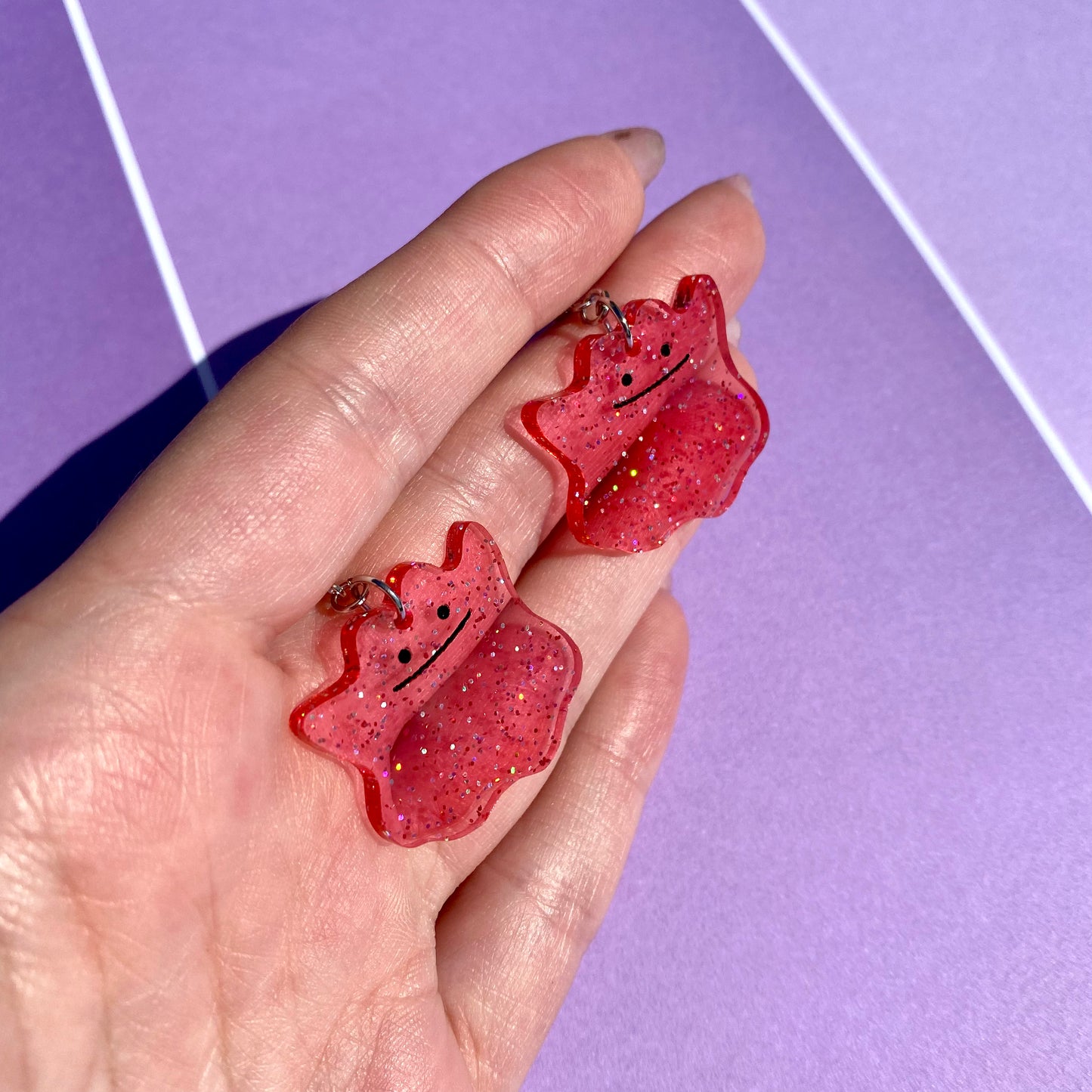 Ditto Pink Glitter Acrylic Earrings
