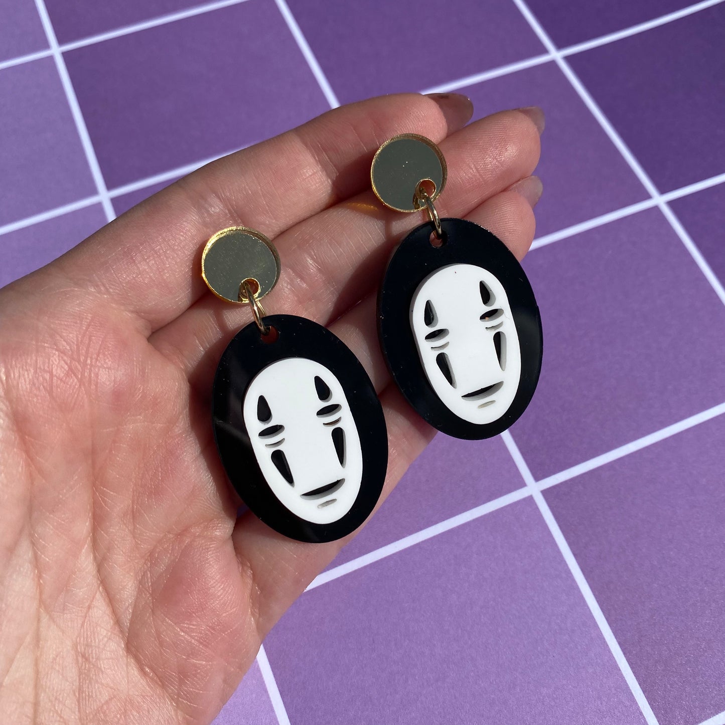 No Face Gold Coin Acrylic Stud Earrings
