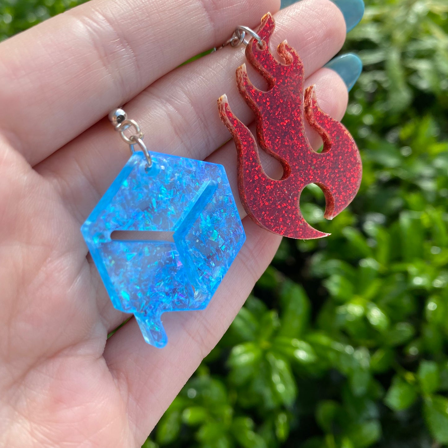 Fire and Ice Glitter Acrylic Earrings