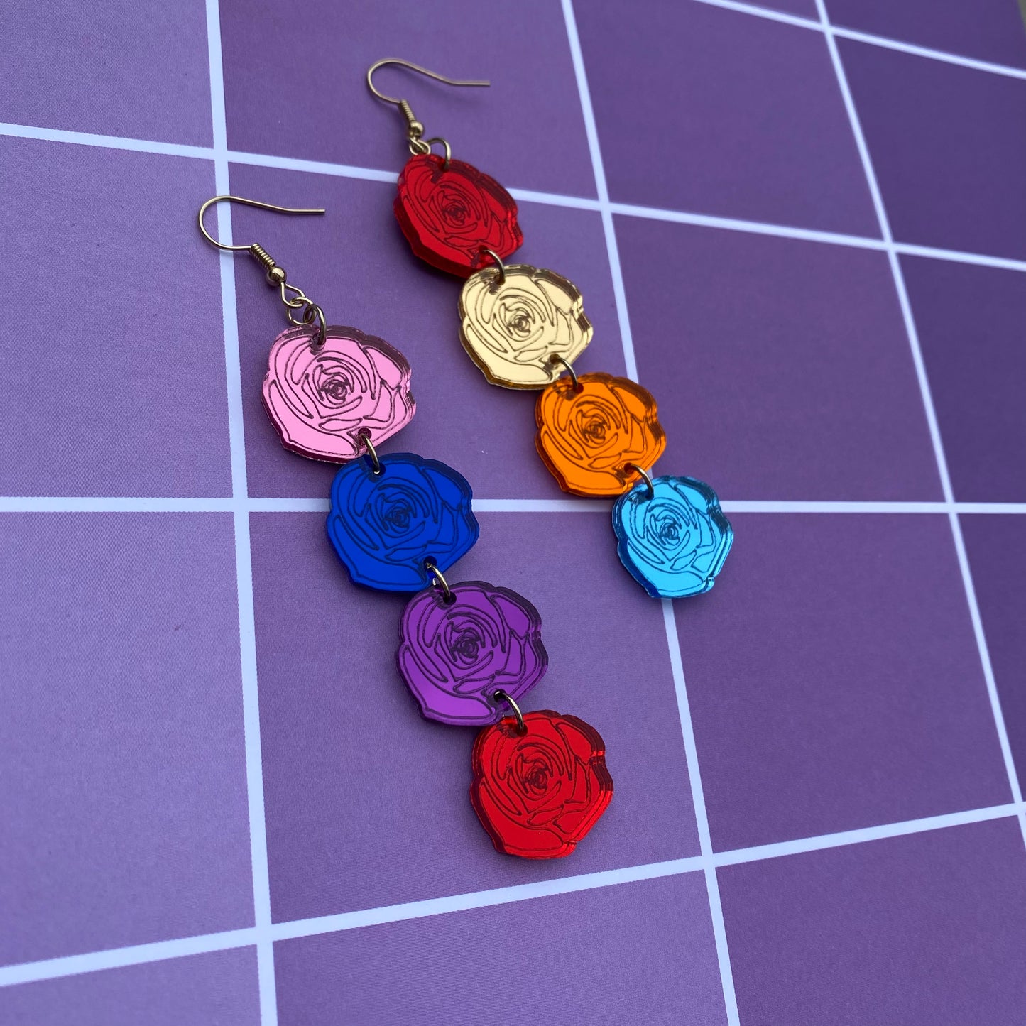 Roses of Hosts Mirror Acrylic Earrings