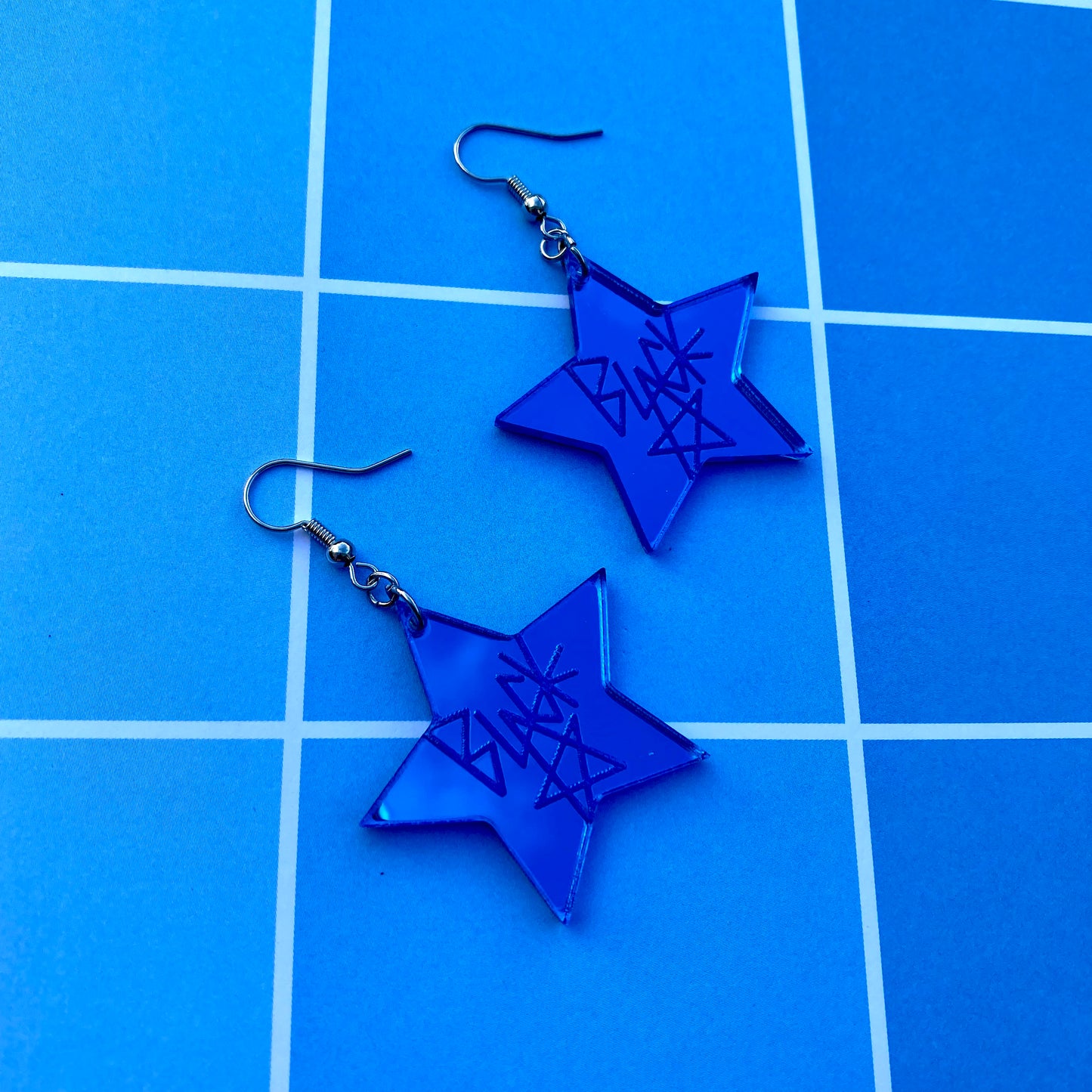 Black Star Inspired Mirrored Acrylic Earrings