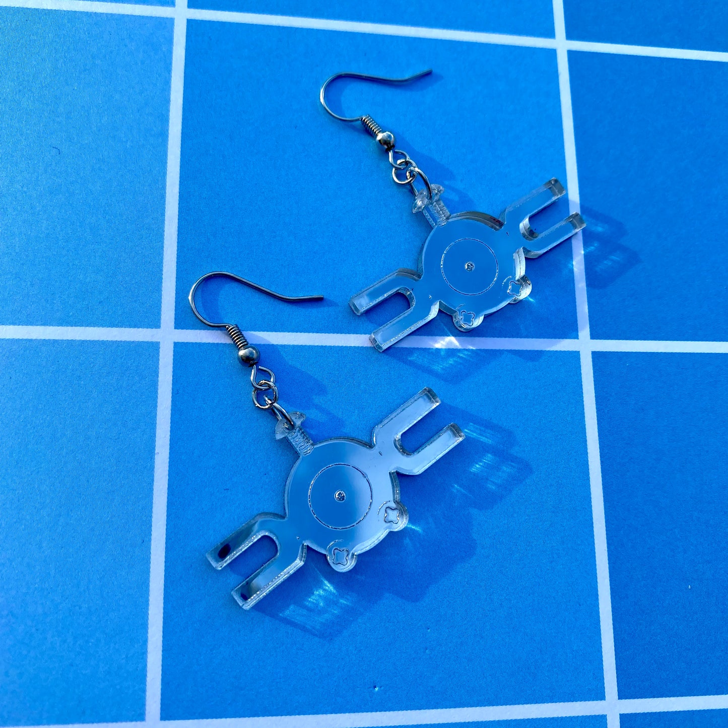 Magnemite Small Silver Acrylic Earrings