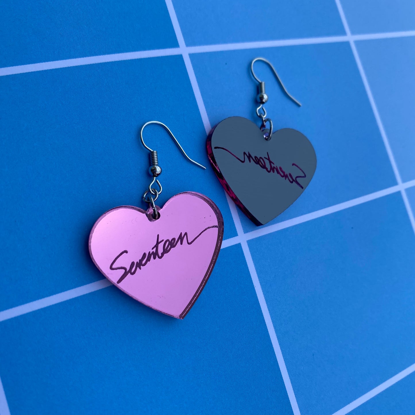 Seventeen Pink Mirrored Acrylic Earrings