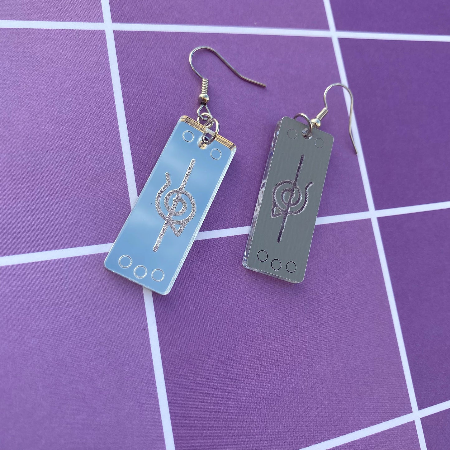 Slashed Konoha Mirror Acrylic Earrings