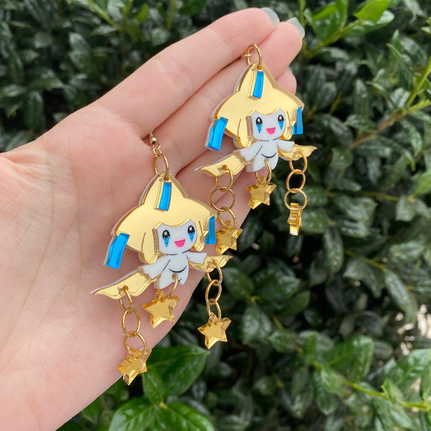 Jirachi Golden Star Acrylic Earrings