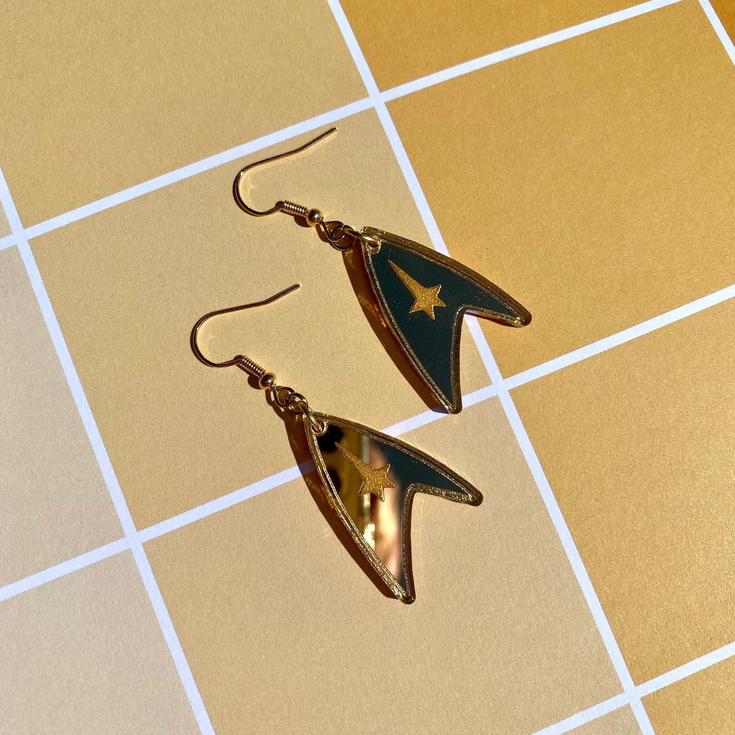 Gold TOS Badge Acrylic Earrings