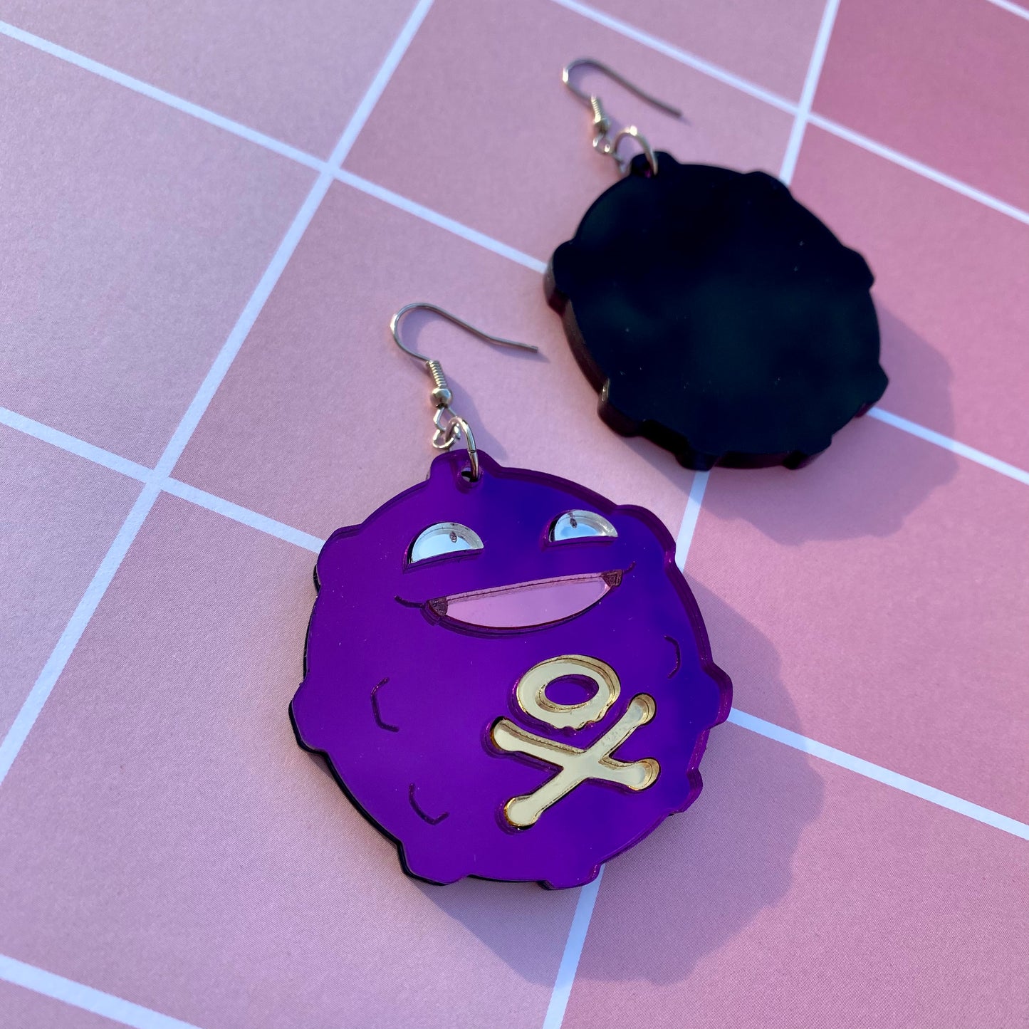 Koffing Mirrored Large Acrylic Earrings