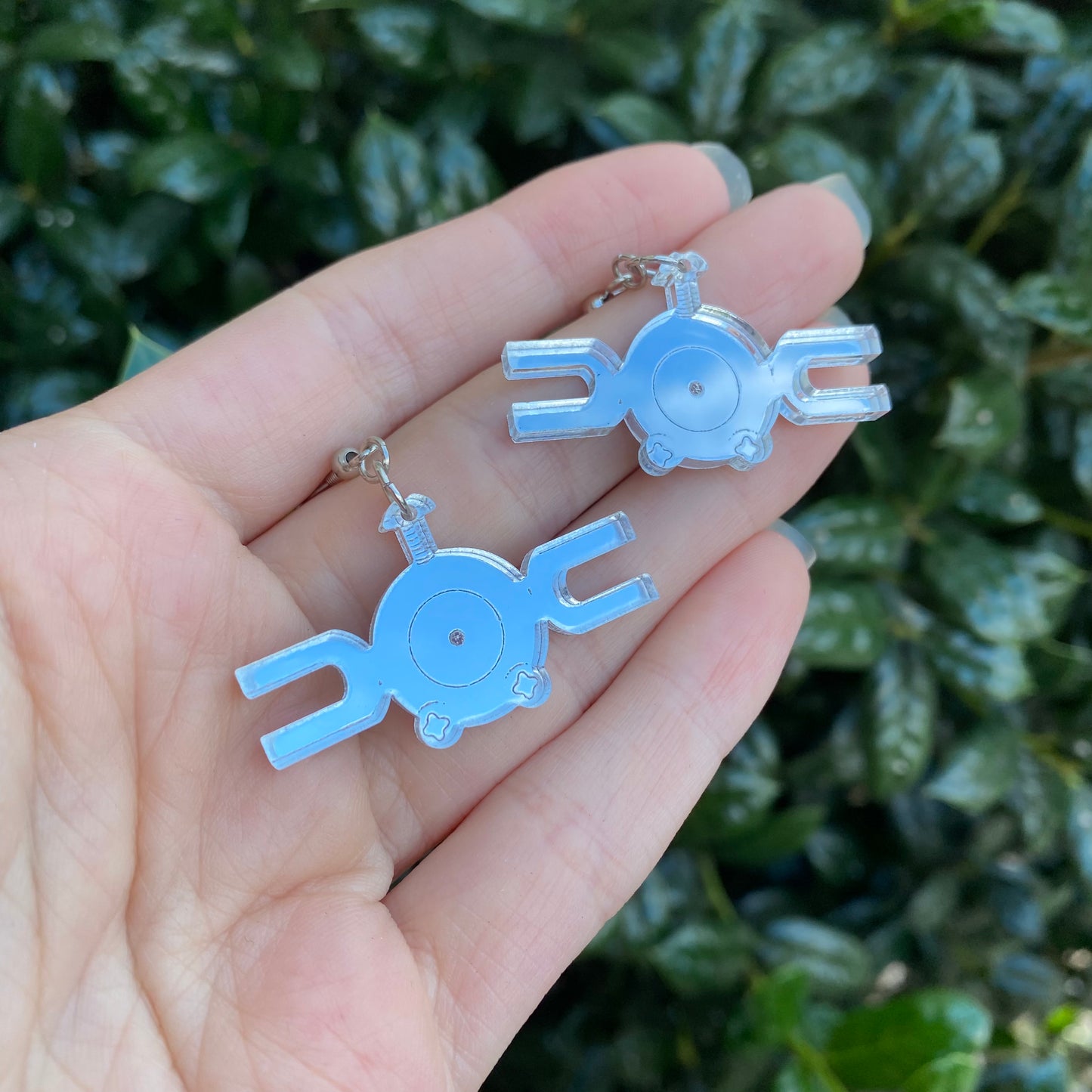 Magnemite Small Silver Acrylic Earrings