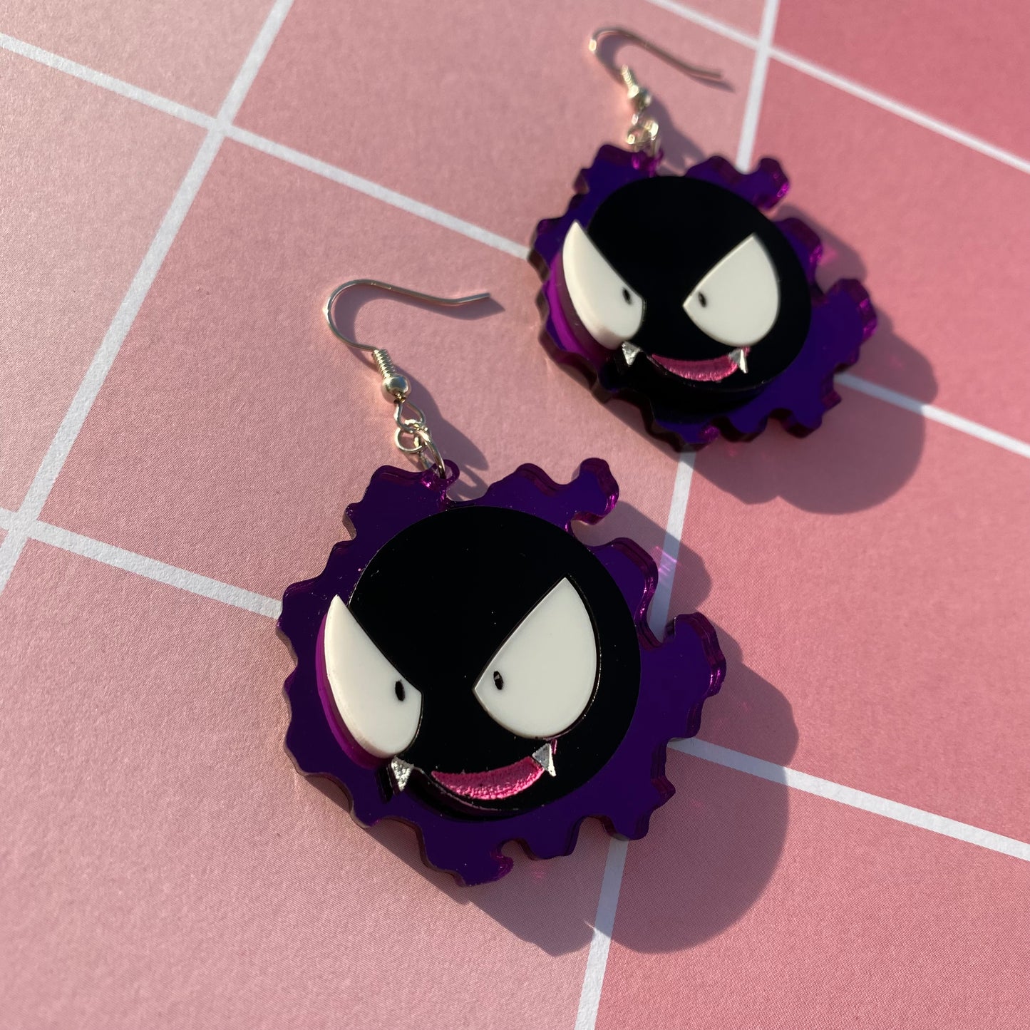 Gastly Purple Mirror Acrylic Earrings
