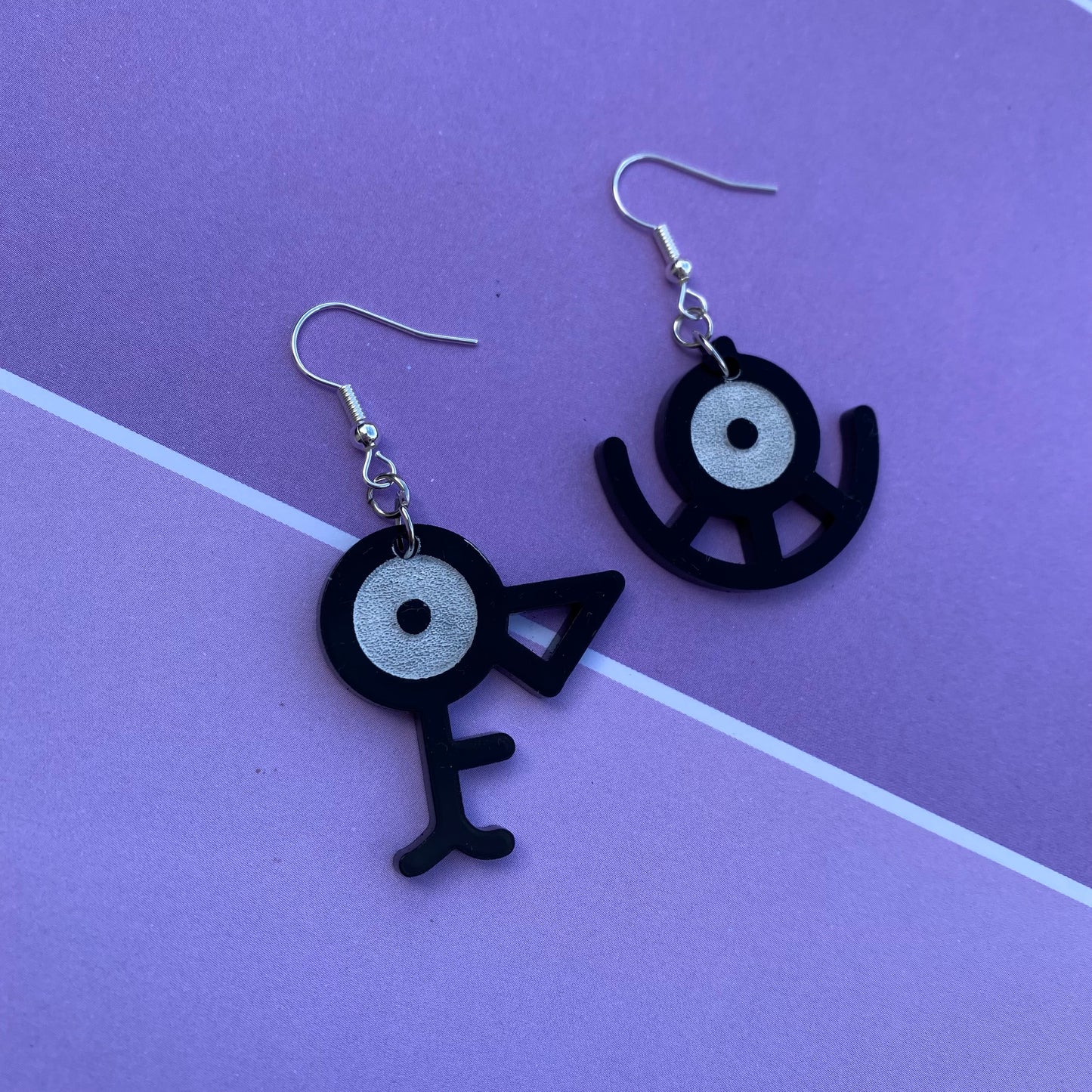 Unown FU Shaped Acrylic Earrings