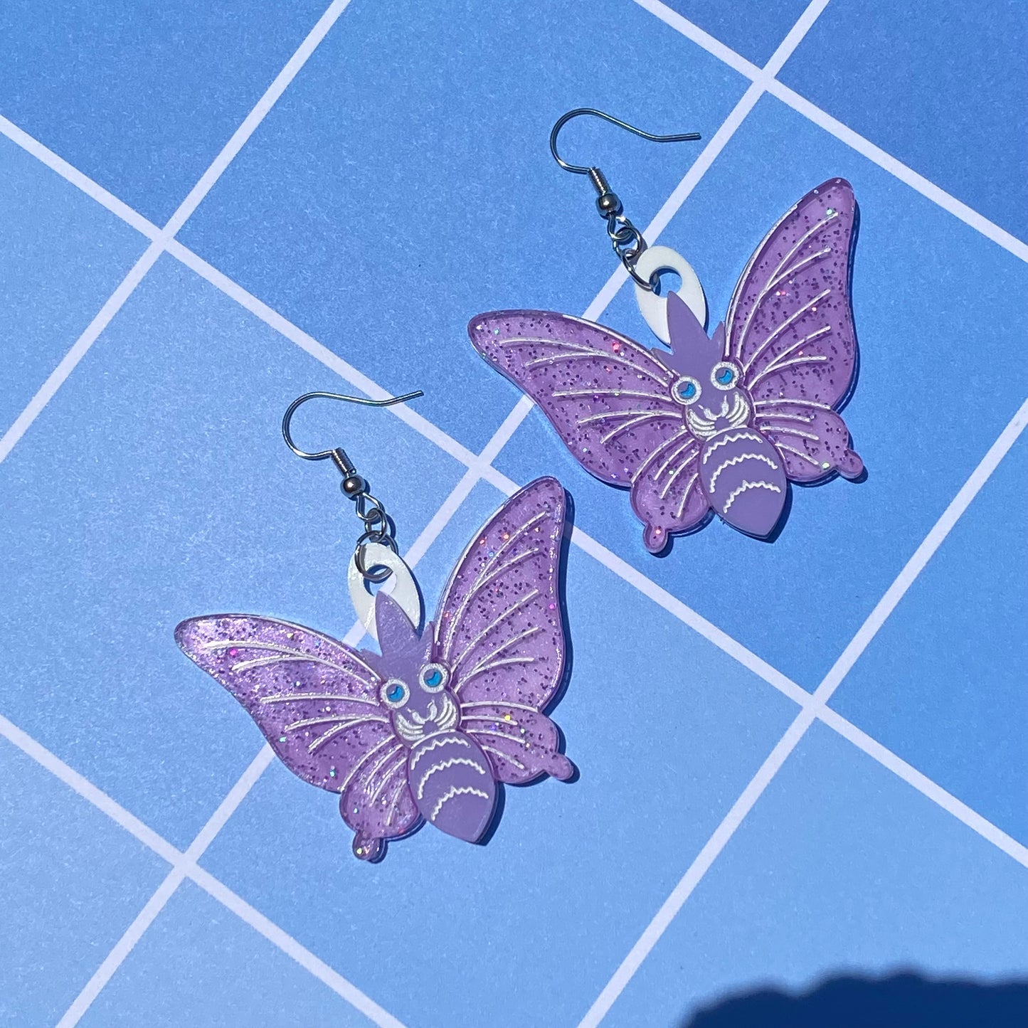 Venomoth Glitter Wings Acrylic Earrings