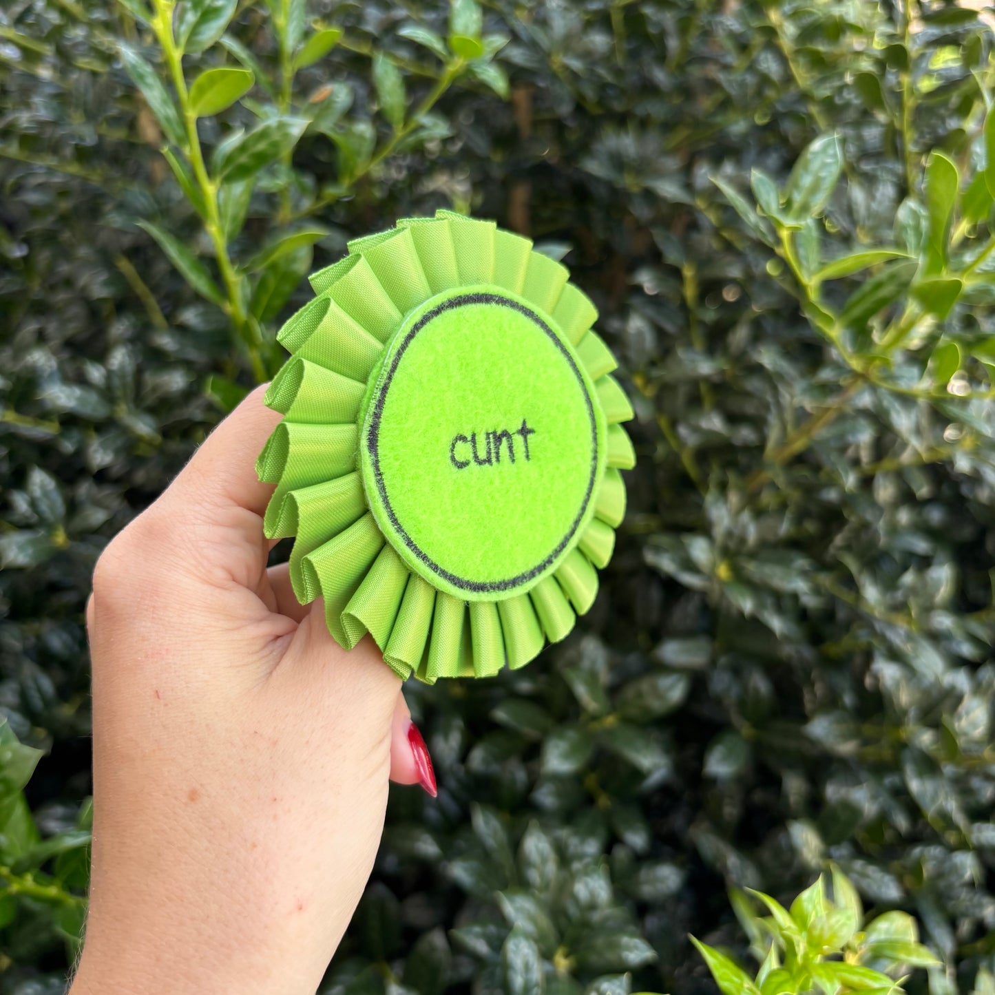 Cunt Neon Green Ribbon Rosette