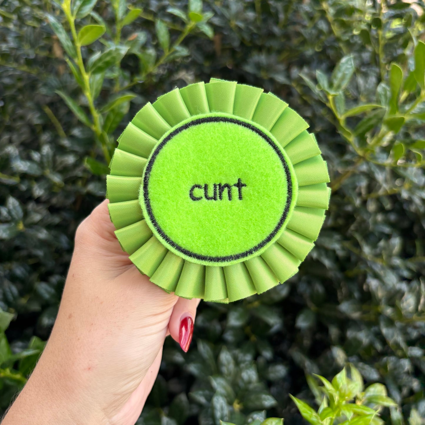 Cunt Neon Green Ribbon Rosette