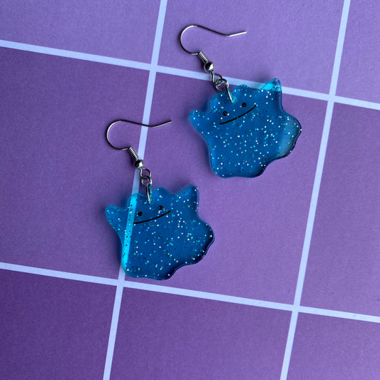 Ditto SHINY Blue Acrylic Earrings