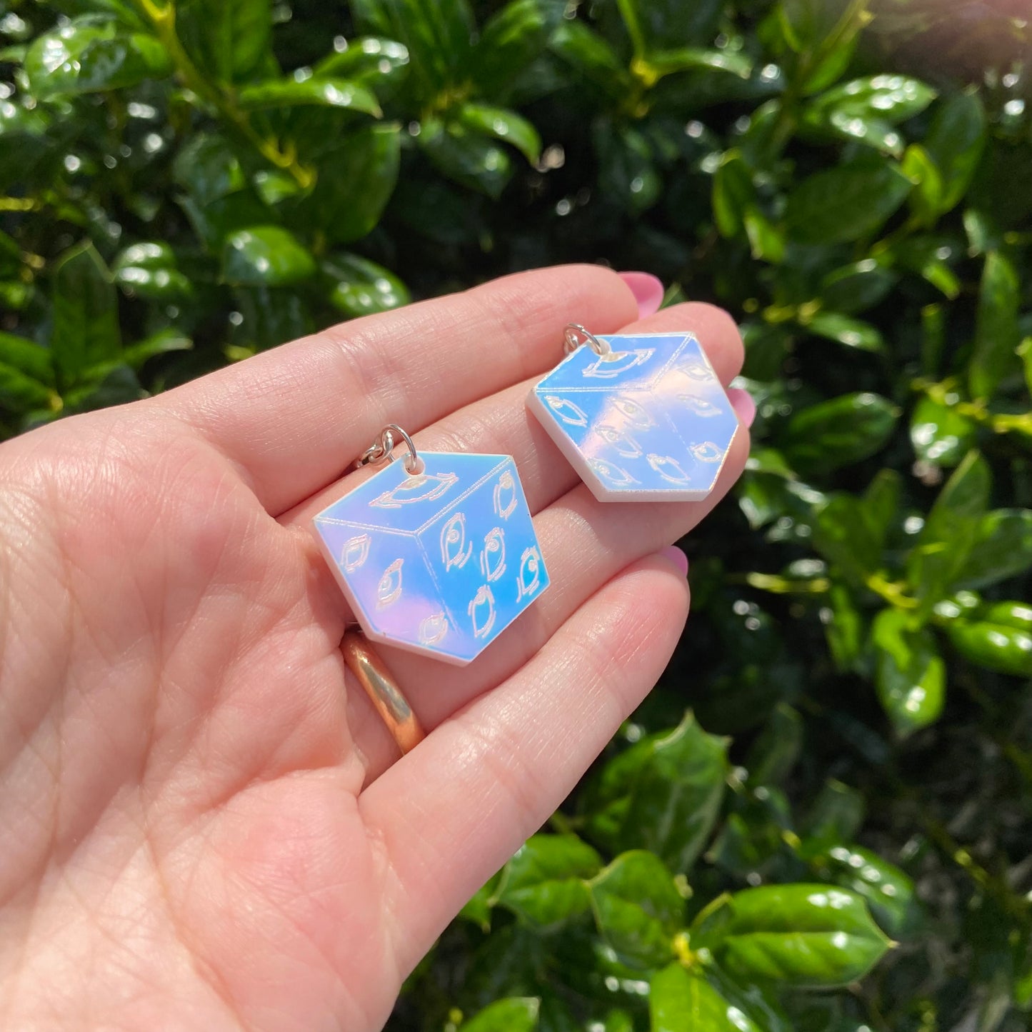 Prison Cube Blue Iridescent Acrylic Earrings