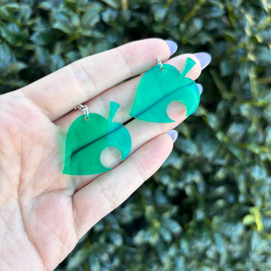 Animal Crossing Green Leaf Acrylic Earrings