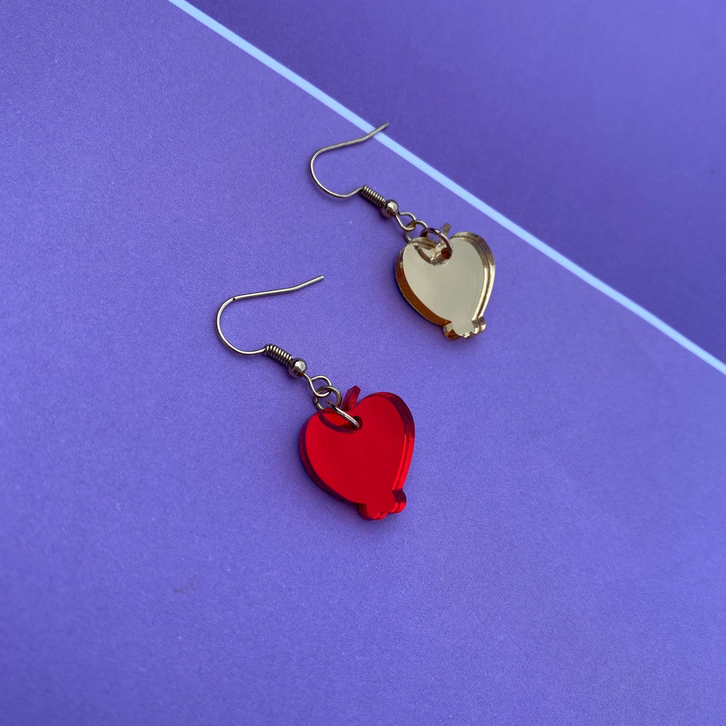 Hazbin Gold and Red Apples Acrylic Earrings