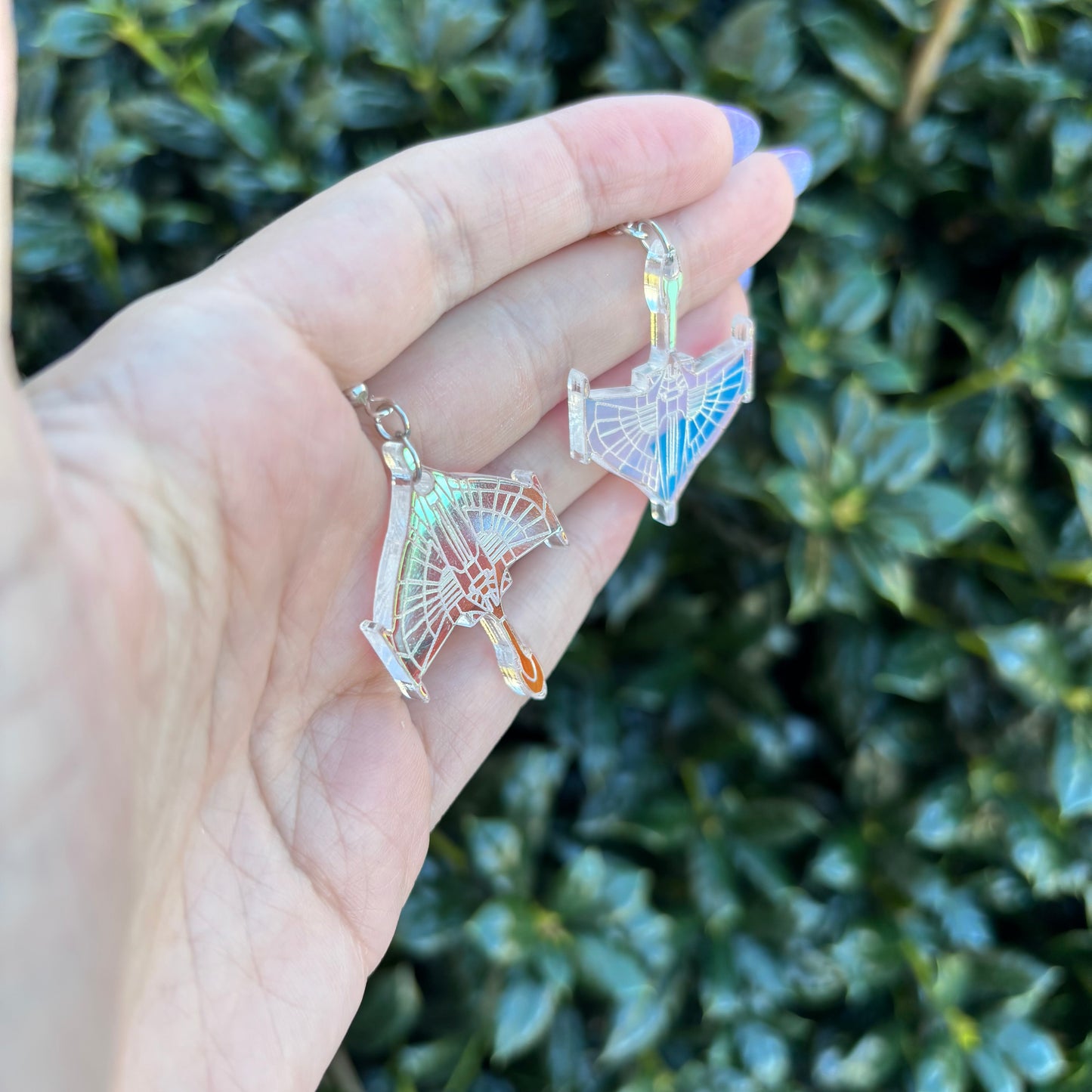 Romulan Warbird Ship Cloaked Iridescent Acrylic Earrings