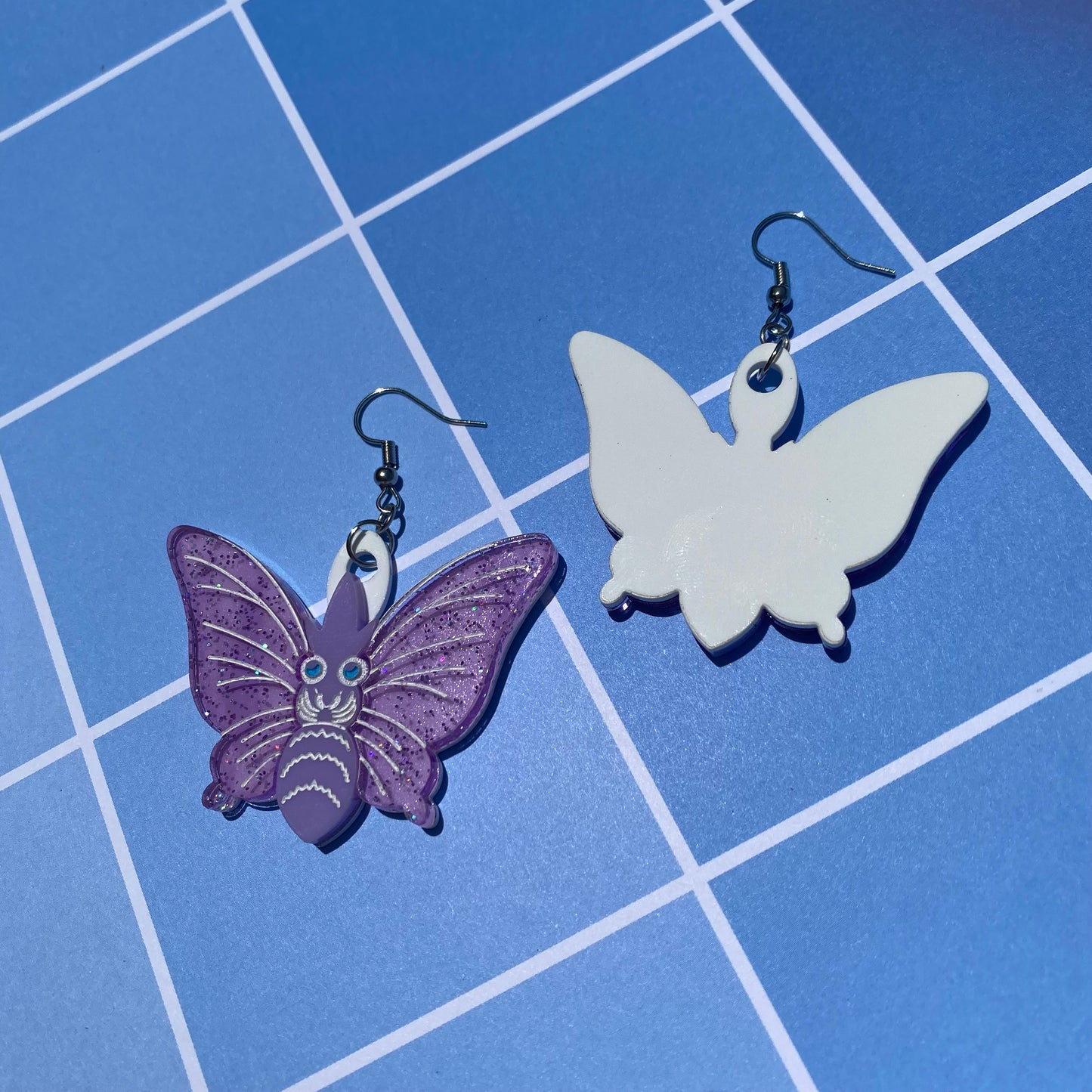 Venomoth Glitter Wings Acrylic Earrings