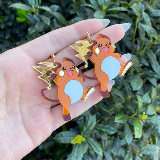 Raichu Golden Tail Acrylic Earrings