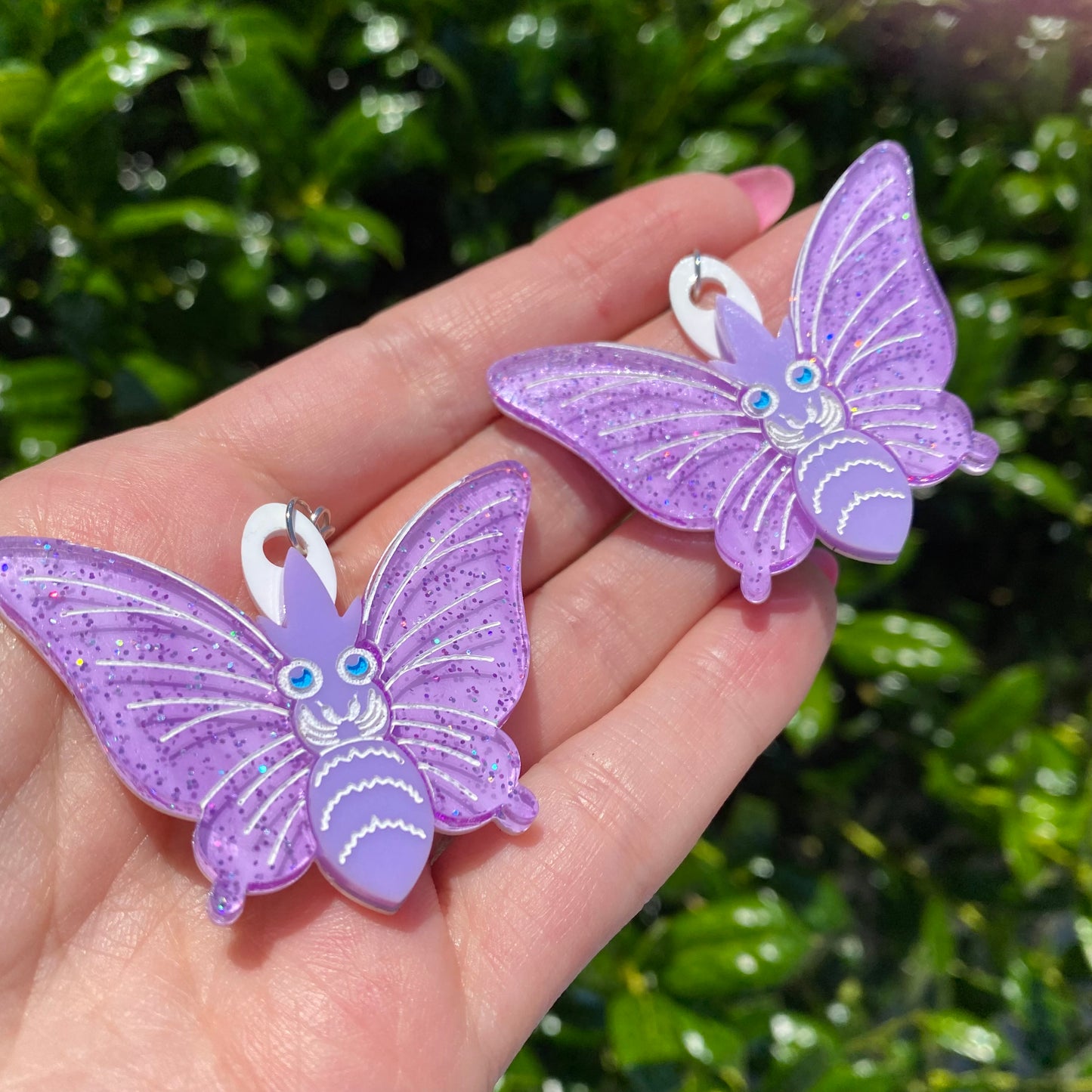 Venomoth Glitter Wings Acrylic Earrings